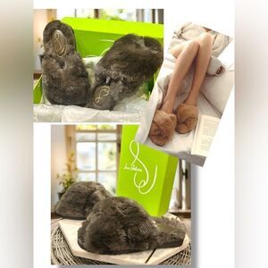 SAM EDELMAN Jeane Furry Slip-on Cross Band Slippers Size 6